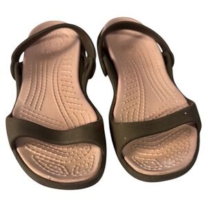 Crocs Women's Sandals Olive Green Size 7 Slingback Comfort Flat